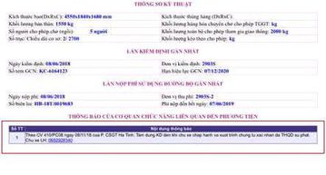 Xe bị phạt nguội khi có dòng thông báo khoảng đỏ phía trên.