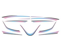 Tem trang trí màu xanh pha hồng viền đen