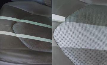 Trước và sau khi làm sạch xe bằng  Leather & Vinyl Cleaner